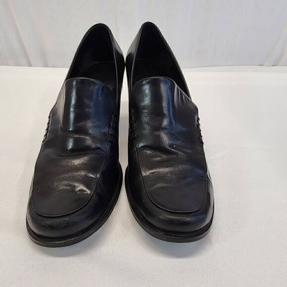 Franco Sarto Shoes - Franco Sarto Womens Nolan Tailored Loafers Black Heels Size 9.5